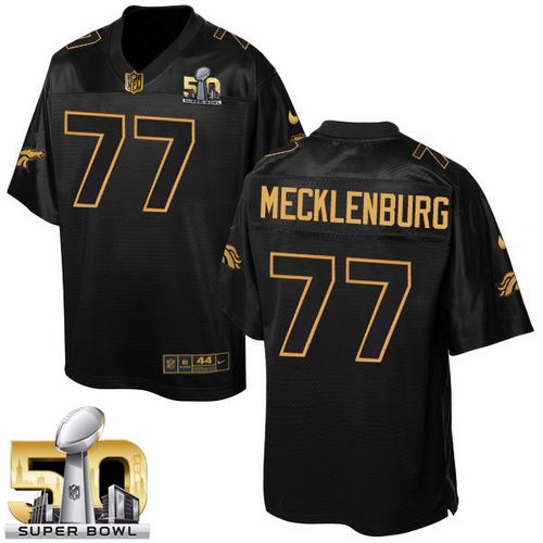 Nike Broncos #77 Karl Mecklenburg Black Super Bowl 50 Men's Stitched NFL Elite Pro Line Gold Collection Jersey